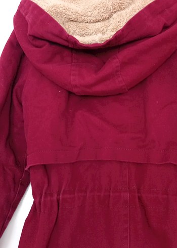 Bordo Düğmeli Uzun Kadın Kaban - Görsel 12