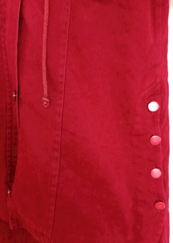 Bordo Düğmeli Uzun Kadın Kaban - Görsel 5