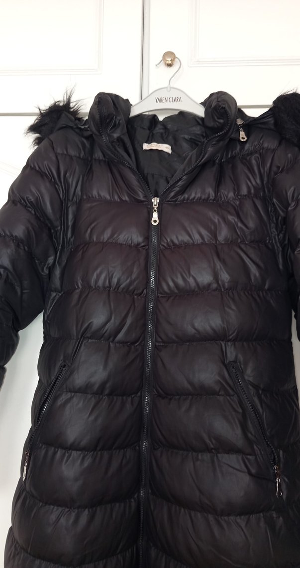 Kürk Detaylı Uzun Kadın Kışlık Mont - Görsel 4