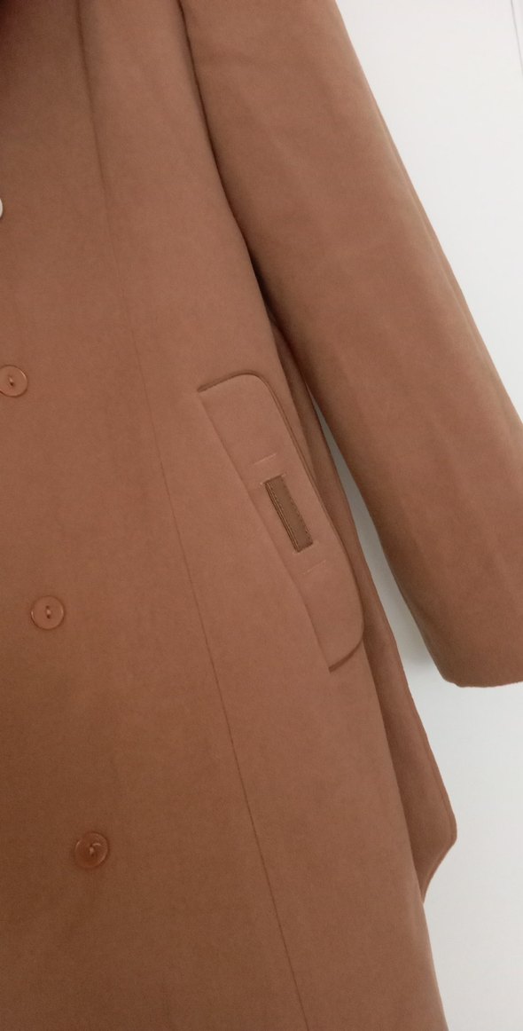 Kahverengi Kadın Süet Uzun Kürklü Kaban - Görsel 5