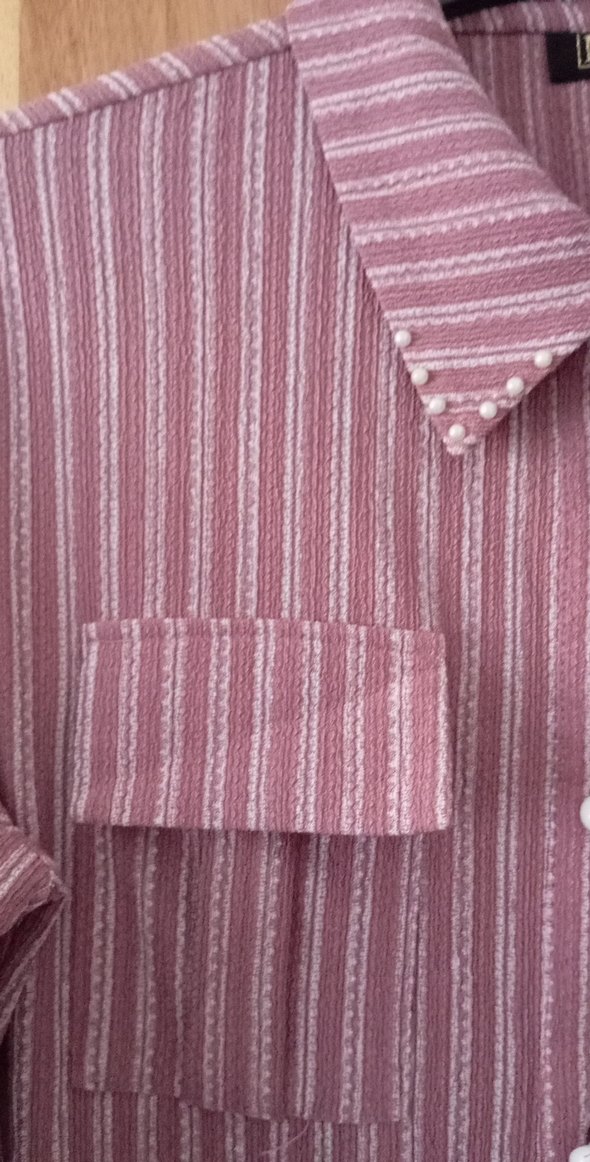 Düğmeli Uzun Kollu Pembe Kadın Gömlek - Görsel 3