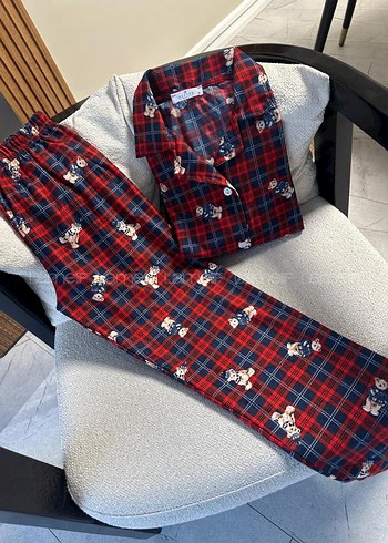 Kırmızı Baskılı Kadın Pijama Takımı - Görsel 2