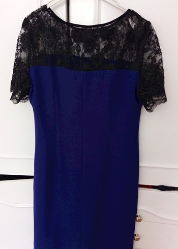 Mor Dantelli Straplez Kalem Elbise - Görsel 6