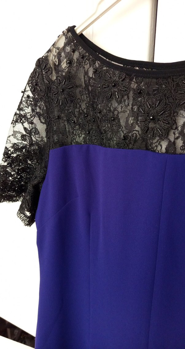 Mor Dantelli Straplez Kalem Elbise - Görsel 2