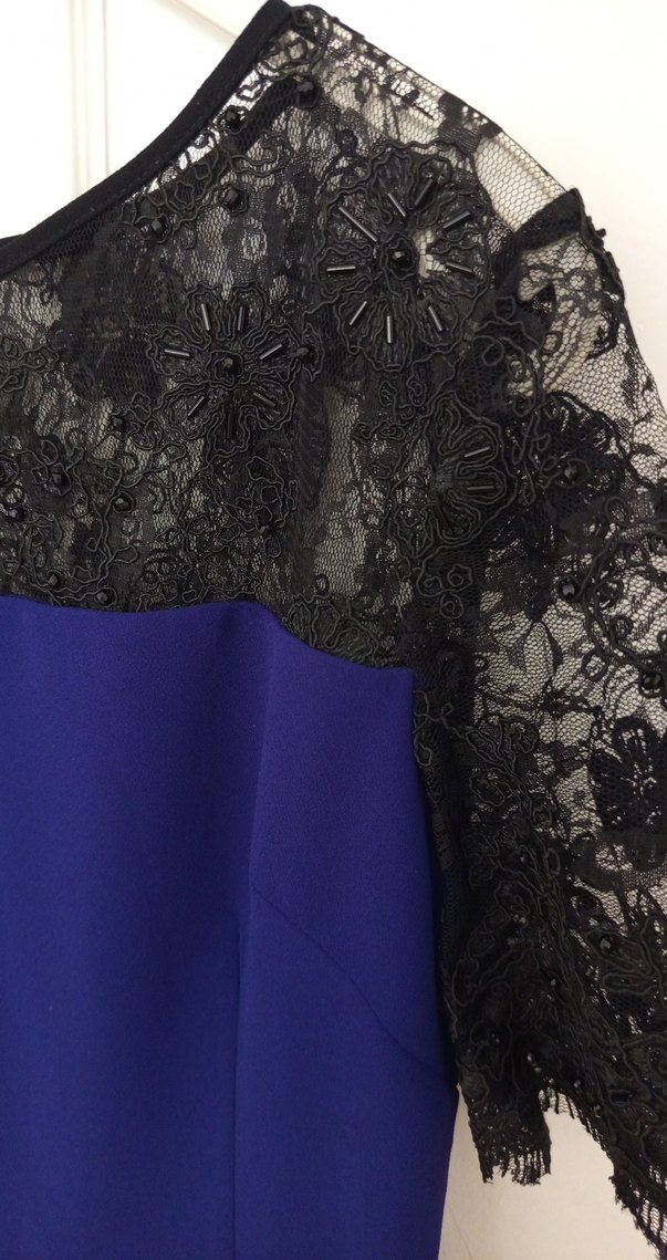 Mor Dantelli Straplez Kalem Elbise - Görsel 4