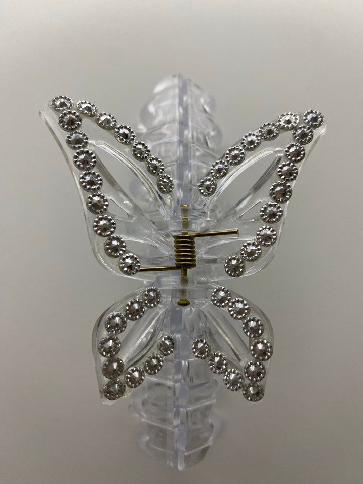 Boncuklu Beyaz Kelebek Saç Tokası - Görsel 2