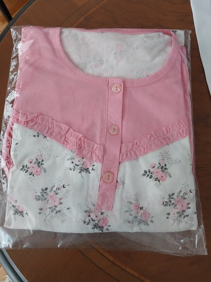 Pembe Baskılı Gecelik Uzun Kollu - Görsel 2