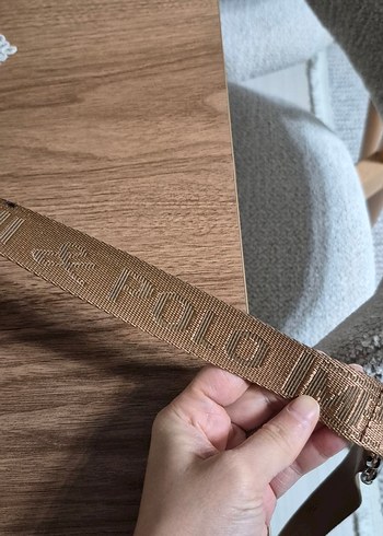 Bej Deri Kadın Çanta, Kemer Detaylı - Görsel 6