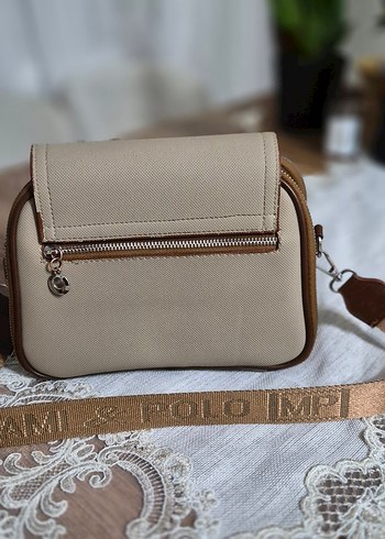 Bej Deri Kadın Çanta, Kemer Detaylı - Görsel 3