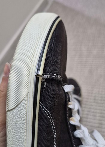 Kadın Siyah Spor Ayakkabı Beyaz Bağcıklı - Görsel 4