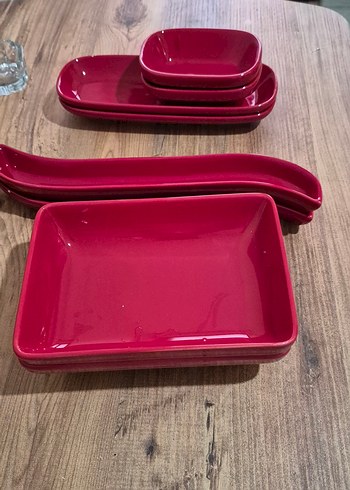 Koyu Kırmızı Seramik kahvaltı  Seti - Görsel 4