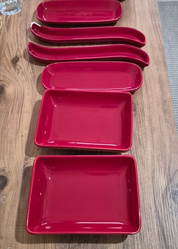 Koyu Kırmızı Seramik kahvaltı  Seti - Görsel 7