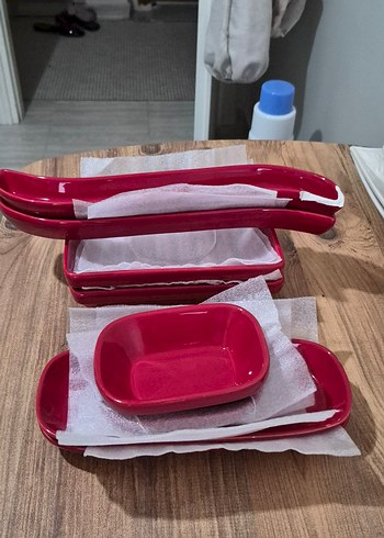 Koyu Kırmızı Seramik kahvaltı  Seti - Görsel 6