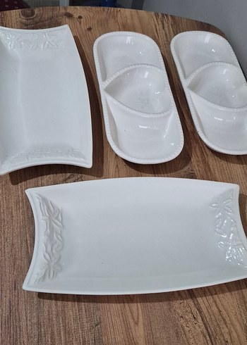 Beyaz Seramik Kalp Detaylı Bohem Tabak - Görsel 2