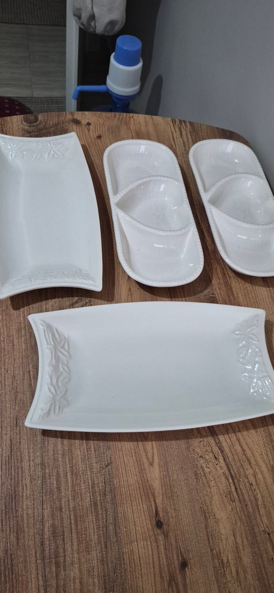 Beyaz Seramik Kalp Detaylı Bohem Tabak - Görsel 2