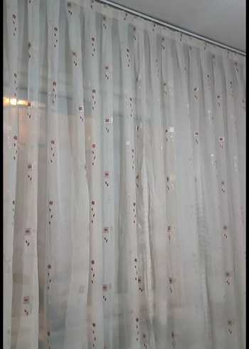 Nakışlı Beyaz Tül Perde - Görsel 2