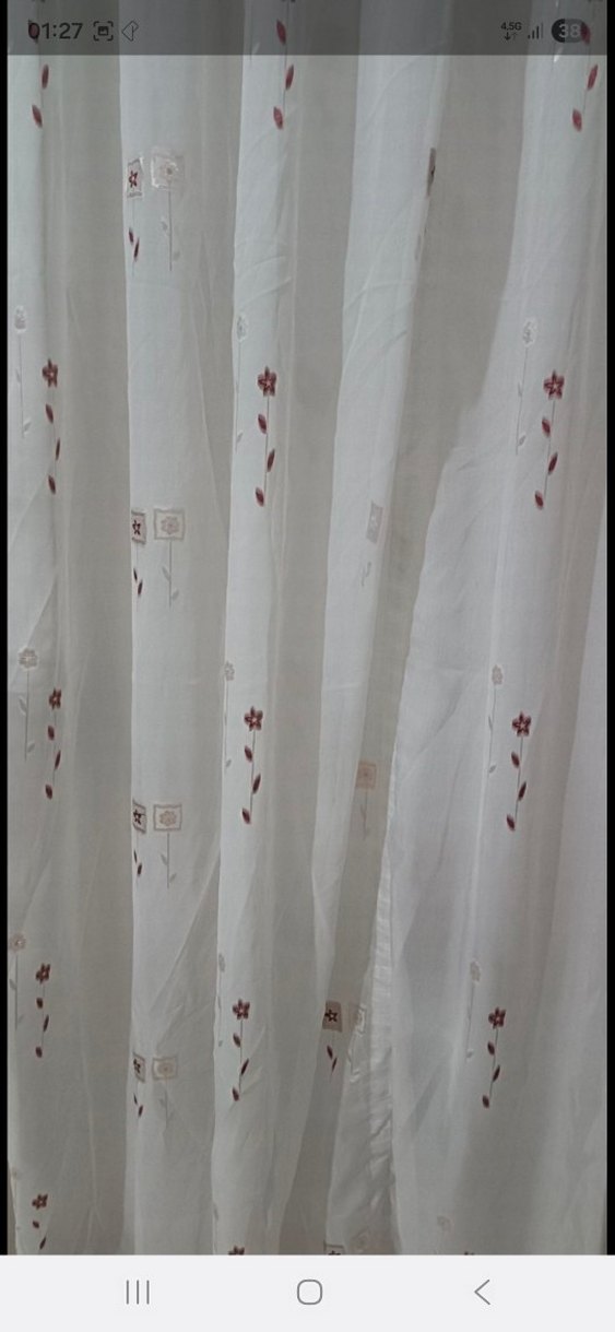 Nakışlı Beyaz Tül Perde - Görsel 5