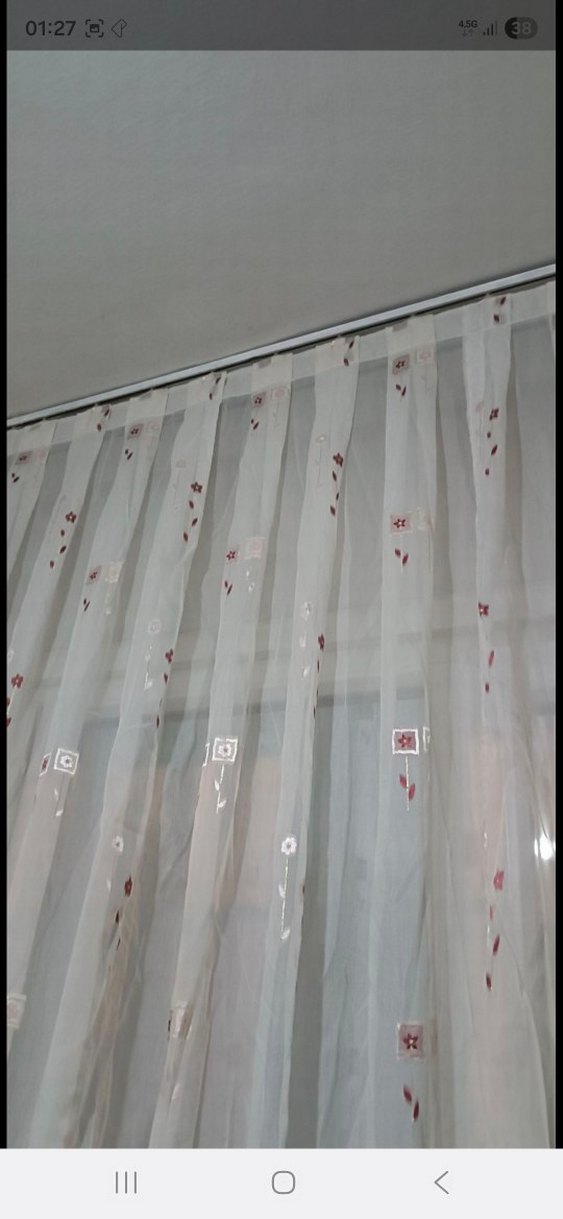 Nakışlı Beyaz Tül Perde - Görsel 3