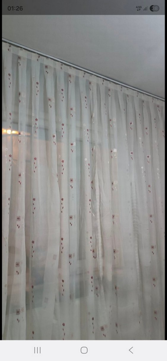 Nakışlı Beyaz Tül Perde - Görsel 2