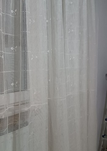 Beden İşlemeli Beyaz Tül Perde