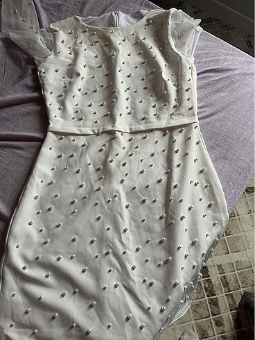 Kadın mini  elbise beyaz - Görsel 2