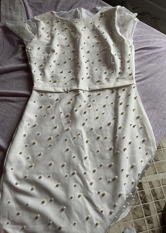 Kadın mini  elbise beyaz - Görsel 2