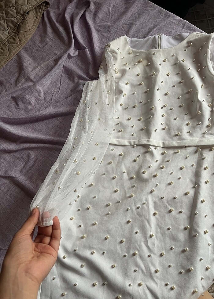 Kadın mini  elbise beyaz - Görsel 3