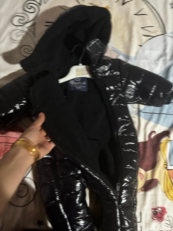 Siyah Kürklü Erkek Bebek Kayak Tulumu - Görsel 3