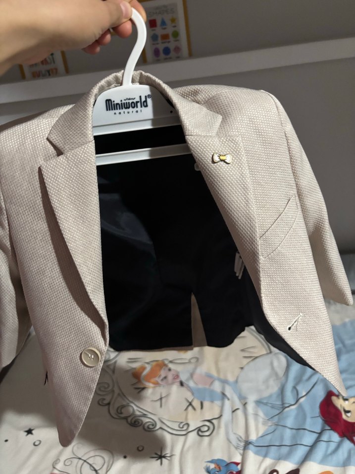 Bej Düğmeli erkek Ceketi pantolon ve iç yelek dahil - Görsel 3