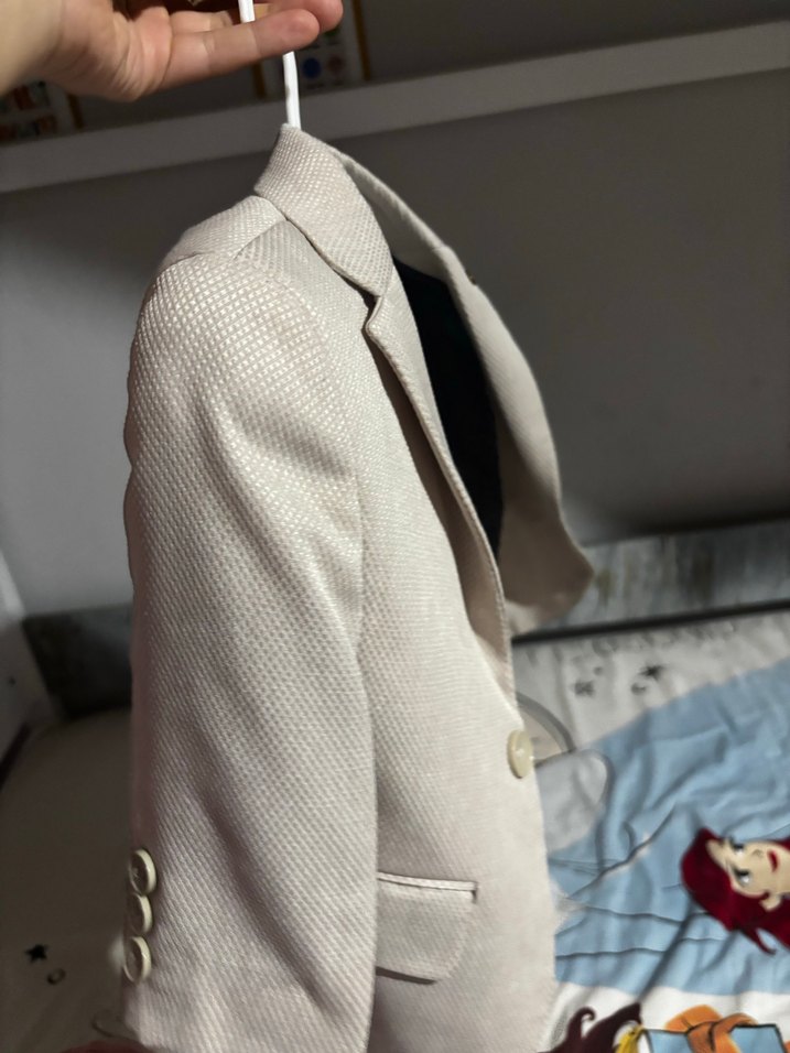 Bej Düğmeli erkek Ceketi pantolon ve iç yelek dahil - Görsel 2