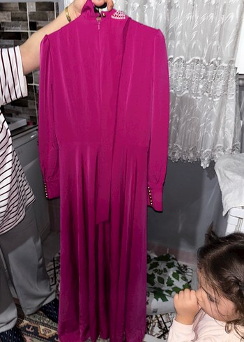 Uzun Mor Kadın Abiye Elbise - Görsel 17