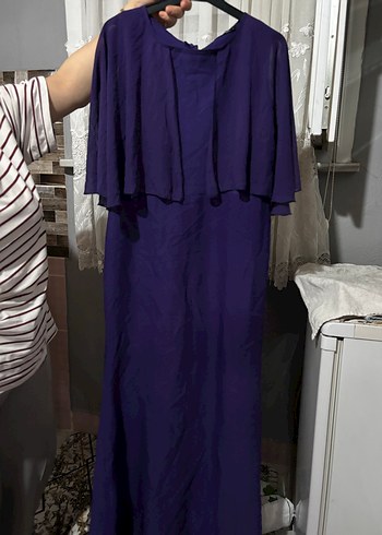 Uzun Mor Kadın Abiye Elbise - Görsel 4