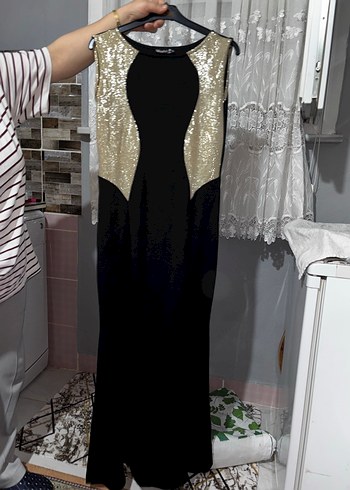 Uzun Mor Kadın Abiye Elbise - Görsel 14