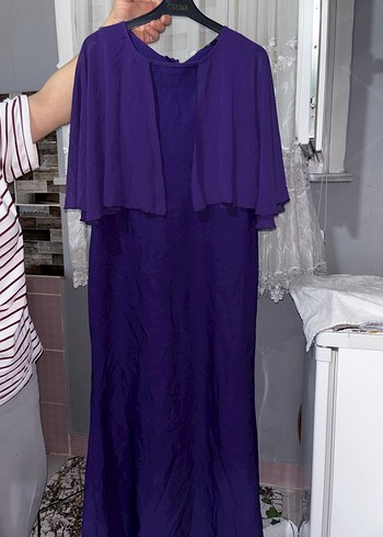 Uzun Mor Kadın Abiye Elbise - Görsel 7