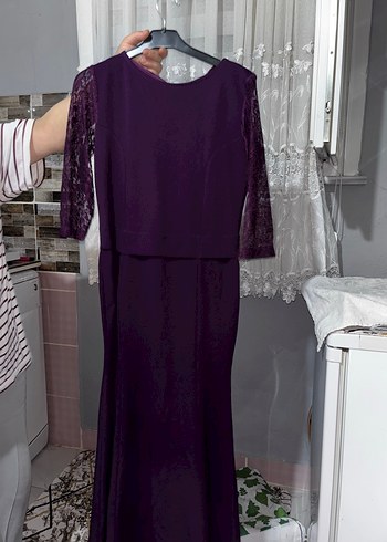 Uzun Mor Kadın Abiye Elbise - Görsel 2