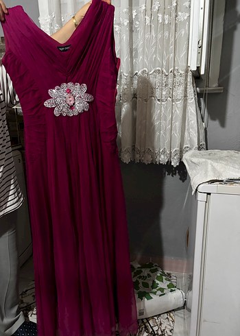 Uzun Mor Kadın Abiye Elbise - Görsel 9