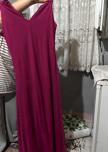 Uzun Mor Kadın Abiye Elbise - Görsel 8