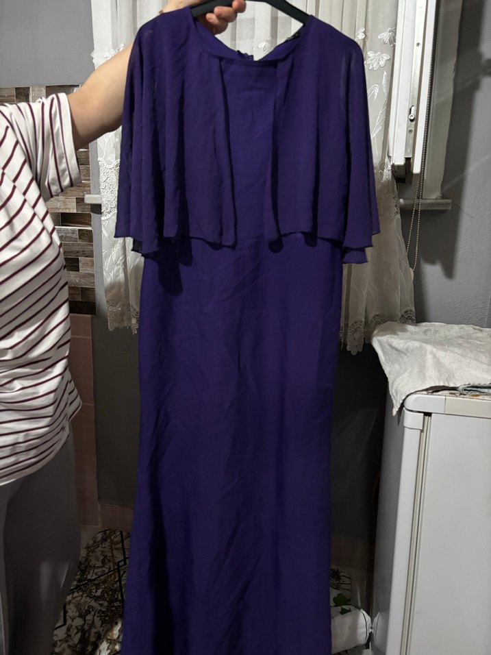 Uzun Mor Kadın Abiye Elbise - Görsel 4