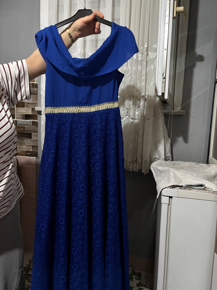 Uzun Mor Kadın Abiye Elbise - Görsel 5