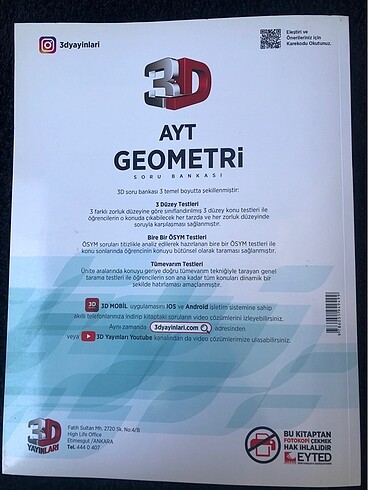3D AYT GEOMETRİ SORU BANKASI HİÇ KULLANILMADI