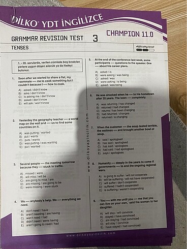 dilko grammar revision test