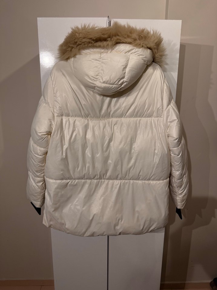 Beyaz Kürklü Kadın Kışlık Mont kar montu - Görsel 2