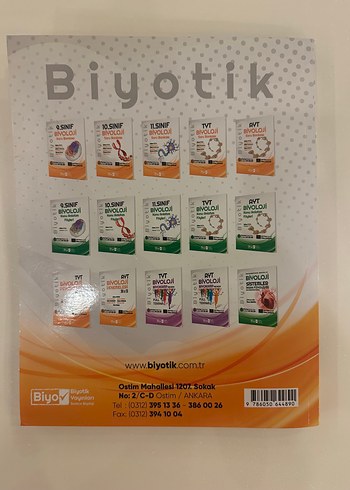 Biyotik Yayınları TYT Biyoloji Soru Bankası Video Çözümlü