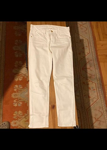 s Beden beyaz Renk Beyaz Pantolonu, Regular Fit ,H&M marka