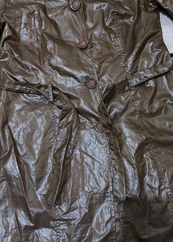 Kahverengi  Uzun Kuşaklı Yağmurluk - Görsel 4