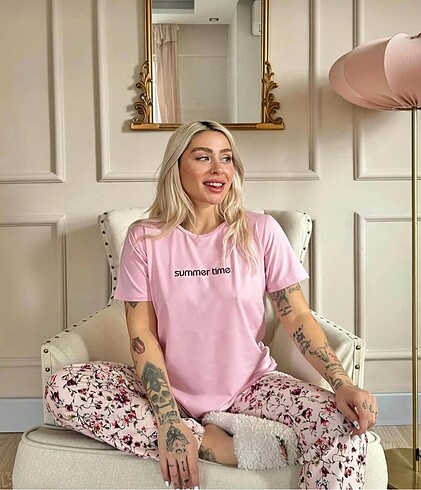m Beden pembe Renk Pijama Takımı