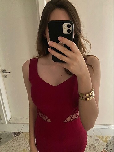 l Beden bordo Renk Bordo abiye elbise