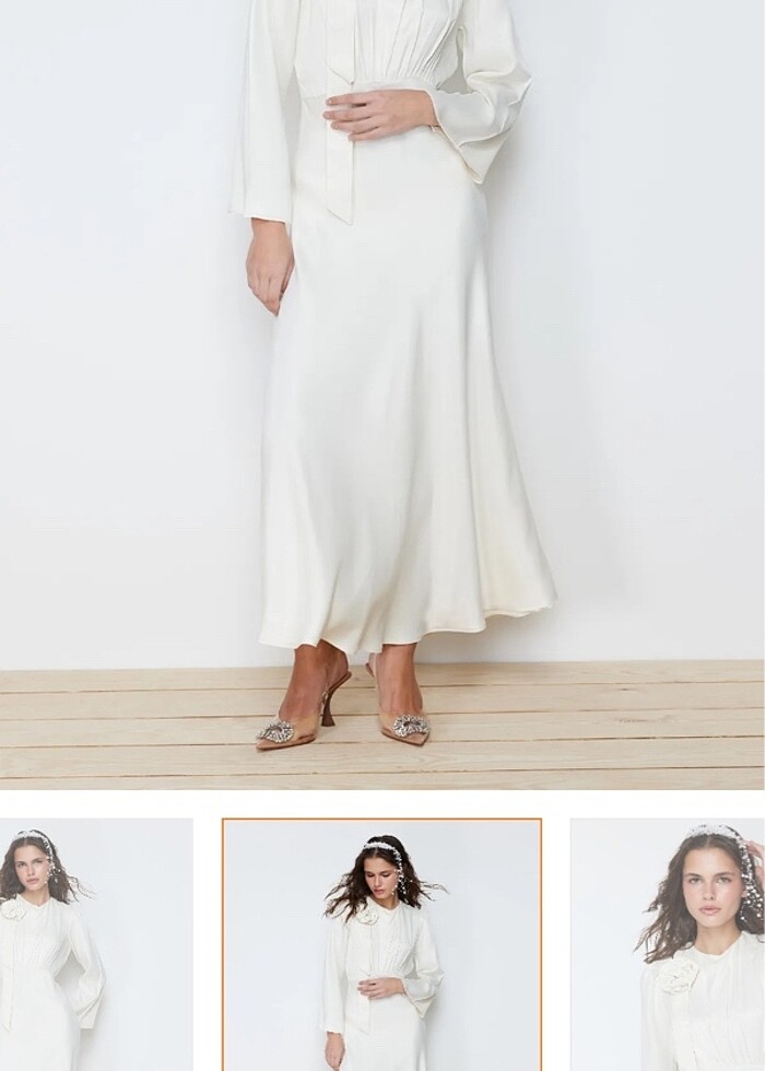 Saten beyaz nikah elbisesi - Görsel 2