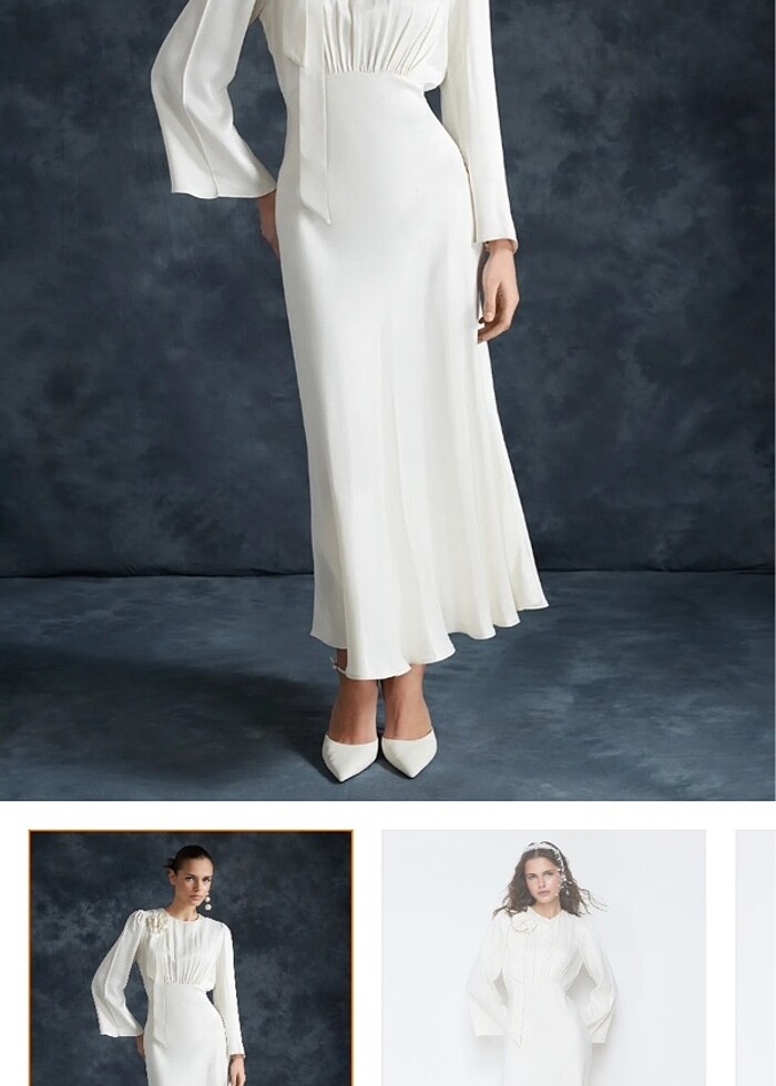 Saten beyaz nikah elbisesi - Görsel 4