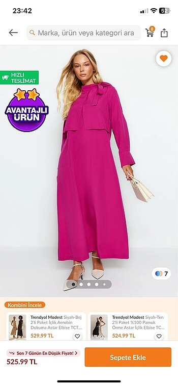 Pembe tesettür elbise - Görsel 5